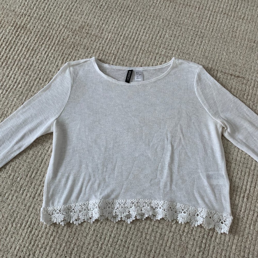 Lace bottom White Long Sleeve